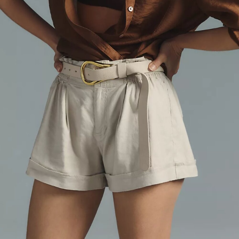 Anthropologie Smocked Shorts in Light Sand